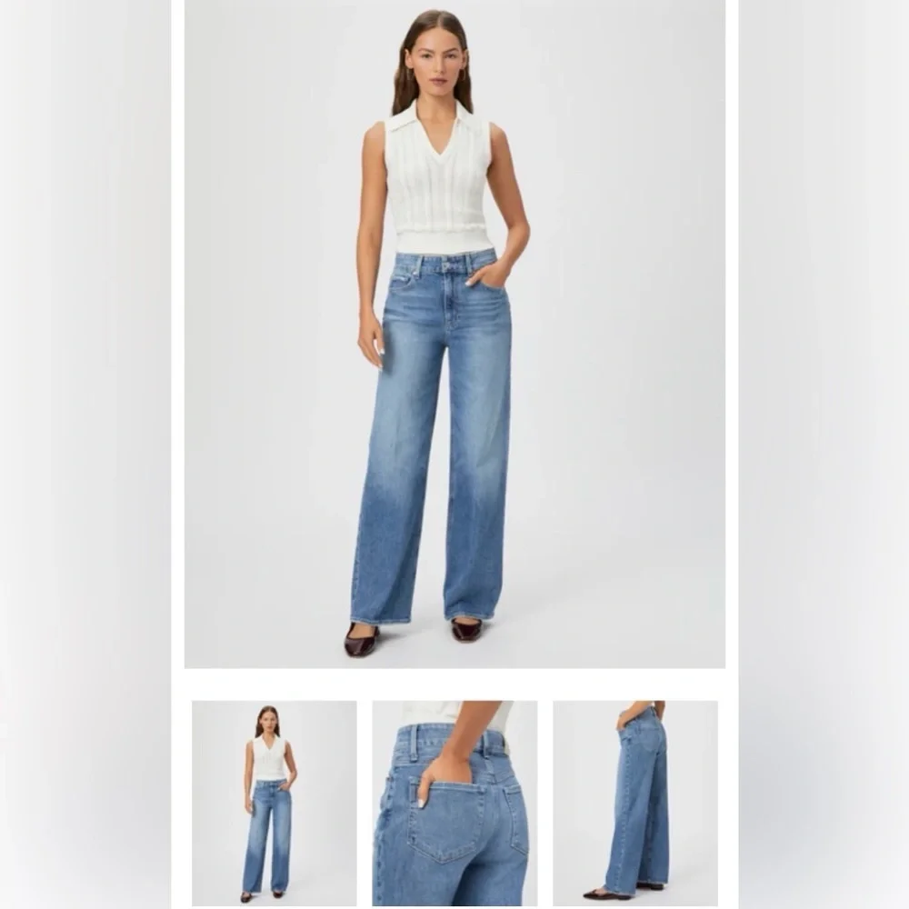 PAIGE Sasha High Rise Wide Leg Relaxed Jeans in Archive Size 33 NWT